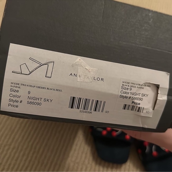 NWT RARE Ann Taylor Cherry Two Strap Suede Block Heel Sandal in Night Sky Size 9 - Picture 10 of 10